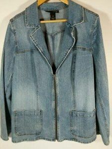 Womens Venezia Jeans Blue Denim Barn Comfortable Parka Jacket Size Large 14/16